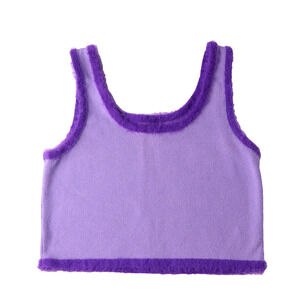 Y2K Baby Fur Top Sz L Purple Ribbed Tank Contrast Trim Scoop Neck Cropped Cider